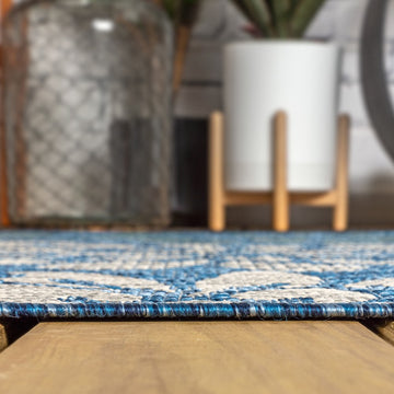 Zinnia Modern Floral Textured Weave Indoor/outdoor Runner Rug